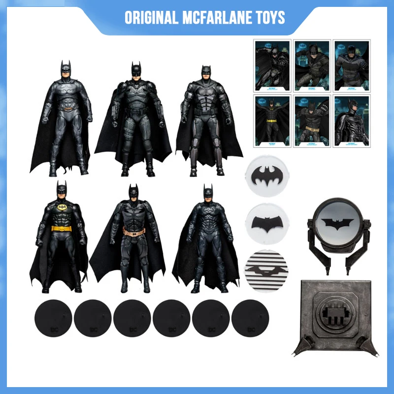 Original Mcfarlane Toys 6-Pack Batman Anime Figure Keaton Bell Batman Dark Detective Anime Figures Collectibl Toys Gifts