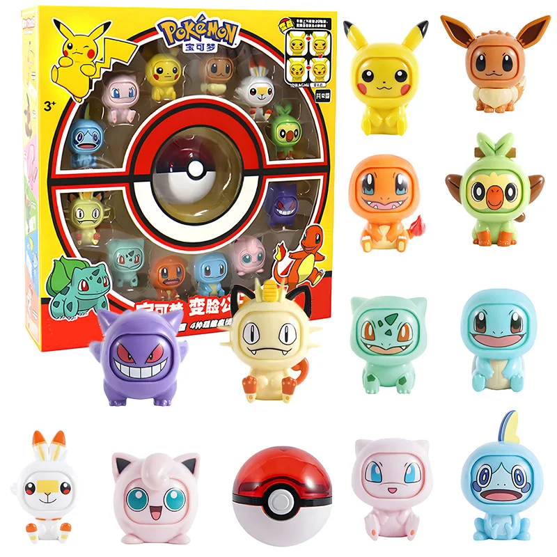 Pokemon Face Change Doll Toy Magic Baby Ibu Pokemon Pikachu Bulbasaur Pokeball Personaggio Dei Cartoni Animati Regalo Di Compleanno Per Bambini