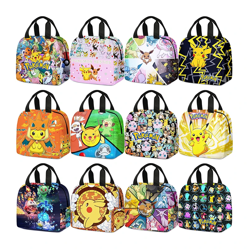 Pokemon Lunch Bag Handy Portable Insulation Bag Medium Small Student Lunch Thermal Box Anime Pocket Monster Pikachu Gifts Toys