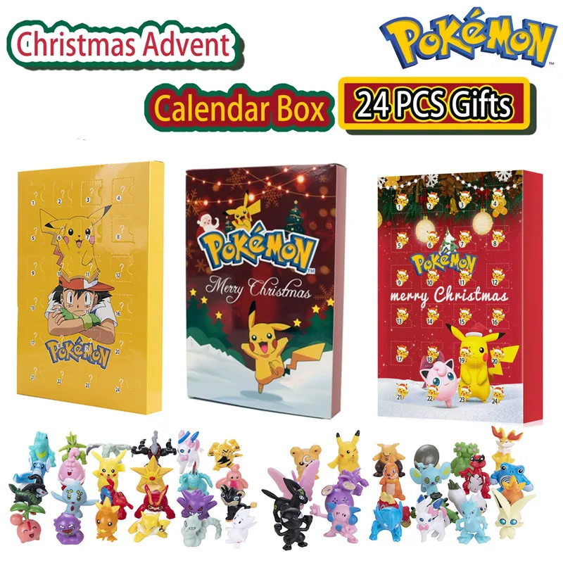24 Pcs Pokemon Abc Style Christmas Avvento Calendar Box Pikachu Action Figure Toys Anime Figure Giocattoli Per Bambini Pokemon Gits Box