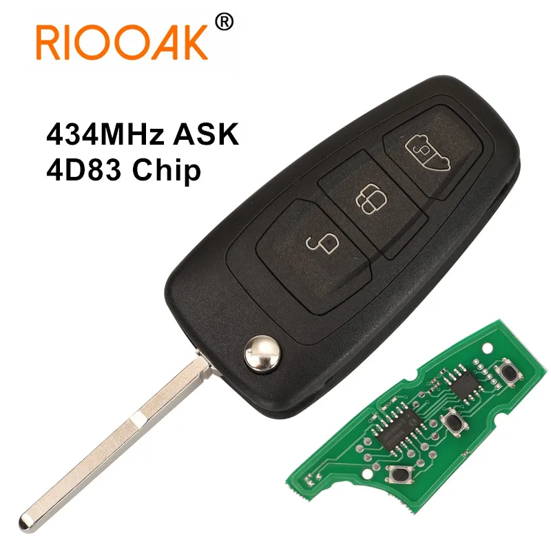 434Mhz Chiede 4D83 Chip Car Key Remote Flip Key Fob Aftermarket Bk2T-15K601-Aa/Ac Per Ford Tourneo Transit