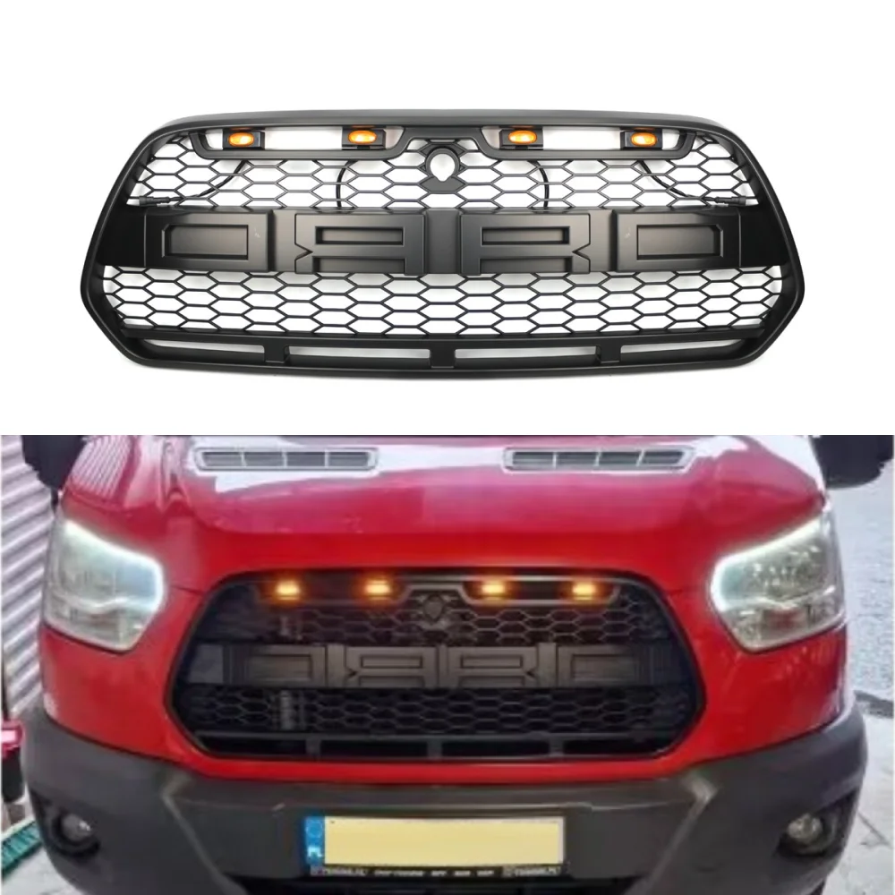 Per Transit Raptor Style Grills Per Ford Transit 2015-2018 Led Paraurti Anteriore Griglia Centrale Maglia A Nido D'Ape Racing Griglia Del Radiatore