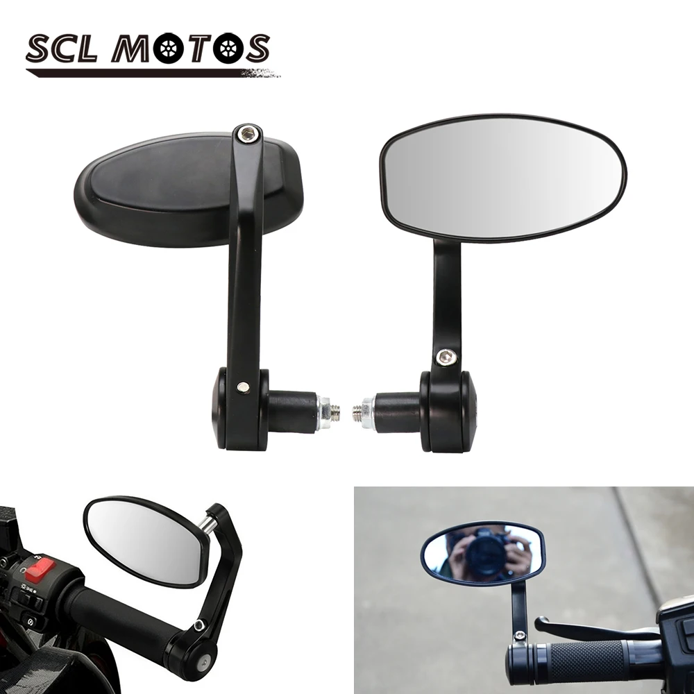 Scl Motos 1 Paio Specchietti Retrovisori Moto 7/8 "Specchietti Manubrio Per Yamaha Ducat Cafe Racer Victory Triumph Daytona Nuovo