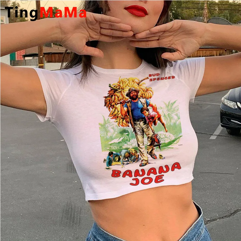 Bud Spencer Clothes Crop Top Donna Tumblr Graphic Tees Donna Vestiti Giapponesi T Shirt Streetwear Tumblr