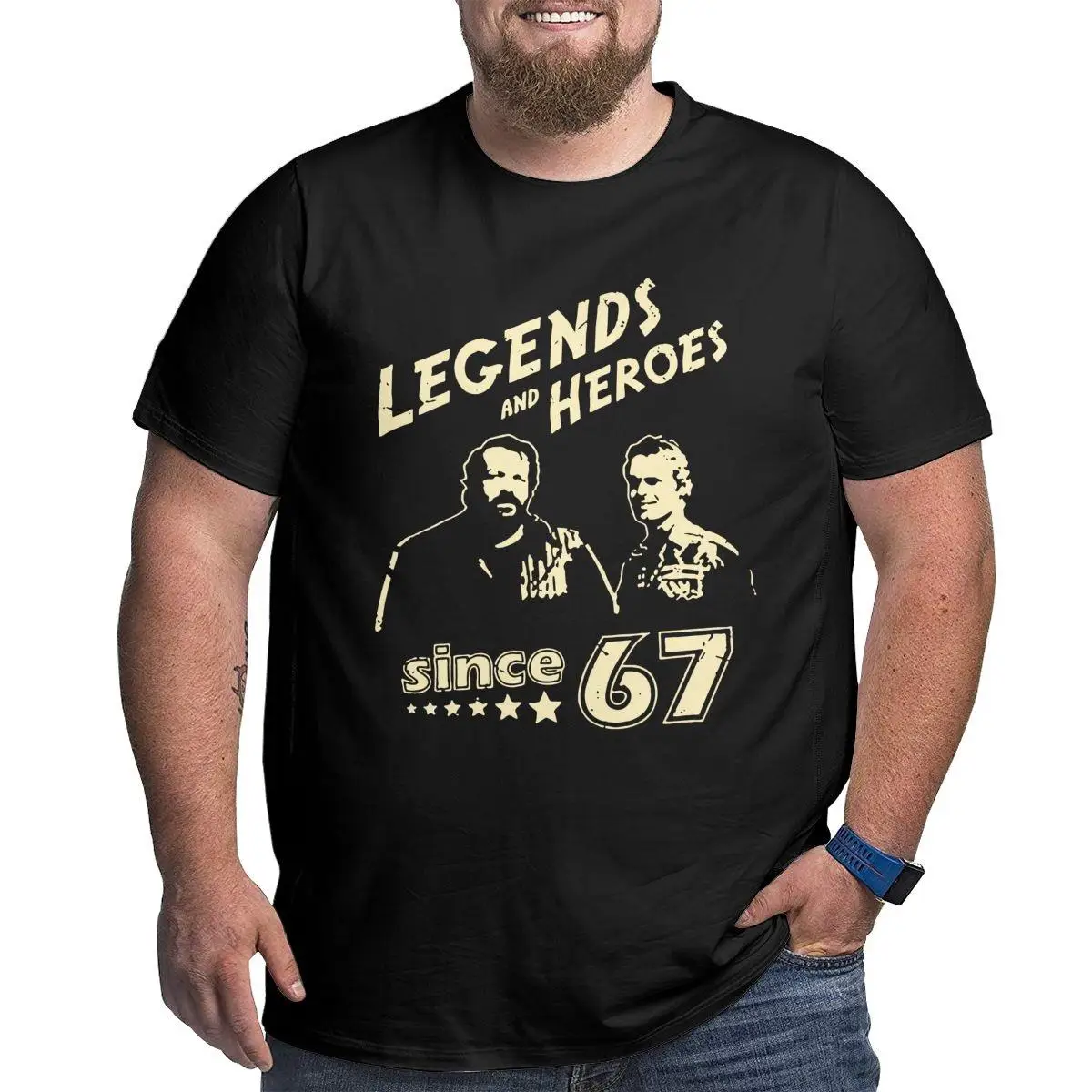 T-Shirt Da Uomo Bud Spencer Legends And Hero Since 67 Big Tall Tees Terence Hill T Shirt Girocollo Abbigliamento Big Size 4Xl 5Xl 6Xl