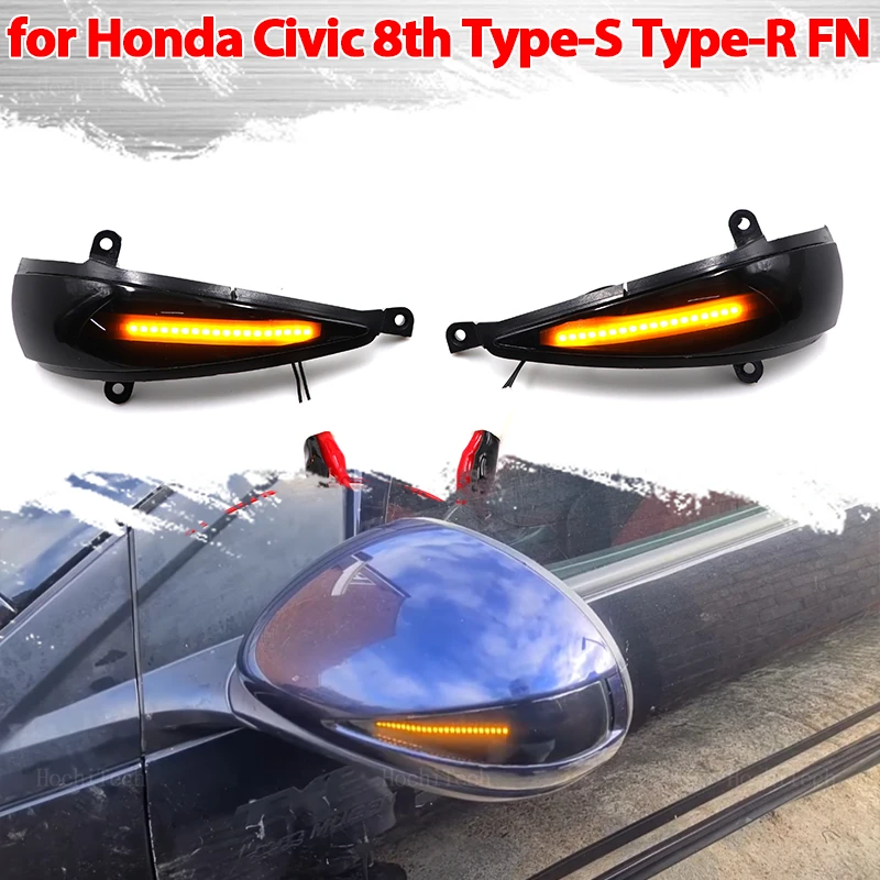 2X Dynamic Side Mirror Blinker Light Led Indicatori Di Direzione Per Honda Civic Mk8 8Th Hatchback 3 O 5 Porte Type-S Type-R 05-12