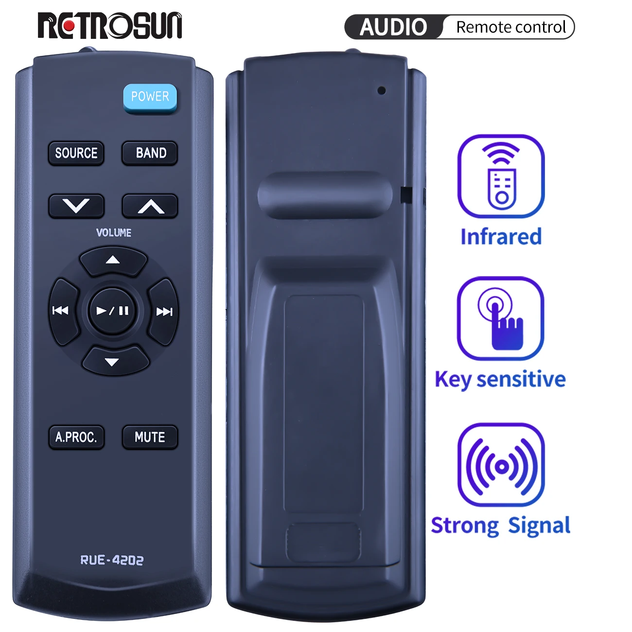 Telecomando Rue-4202 Adatto Per Autoradio Alpino Cde-Hd137Bt Cde-Hd138Bt Cde-Hd148Bt Cde-164Bt Cde141 Ute93Dab Cde-190R