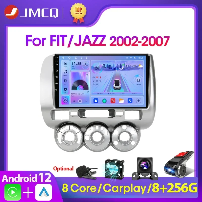 Jmcq 2Din Android 12 Car Stereo Radio Lettore Video Multimediale Per Honda Fit Jazz City 2002-2007 Gps 2 Din Dvd Head Unit Carplay