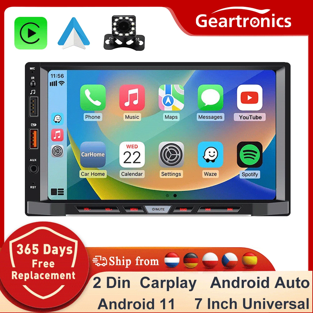 2 Din Autoradio Android 11 Carplay Autoradio Lettore Multimediale 7 Pollici Universale 2 Din Autoradio Android Auto Gps Bluetooth Rds