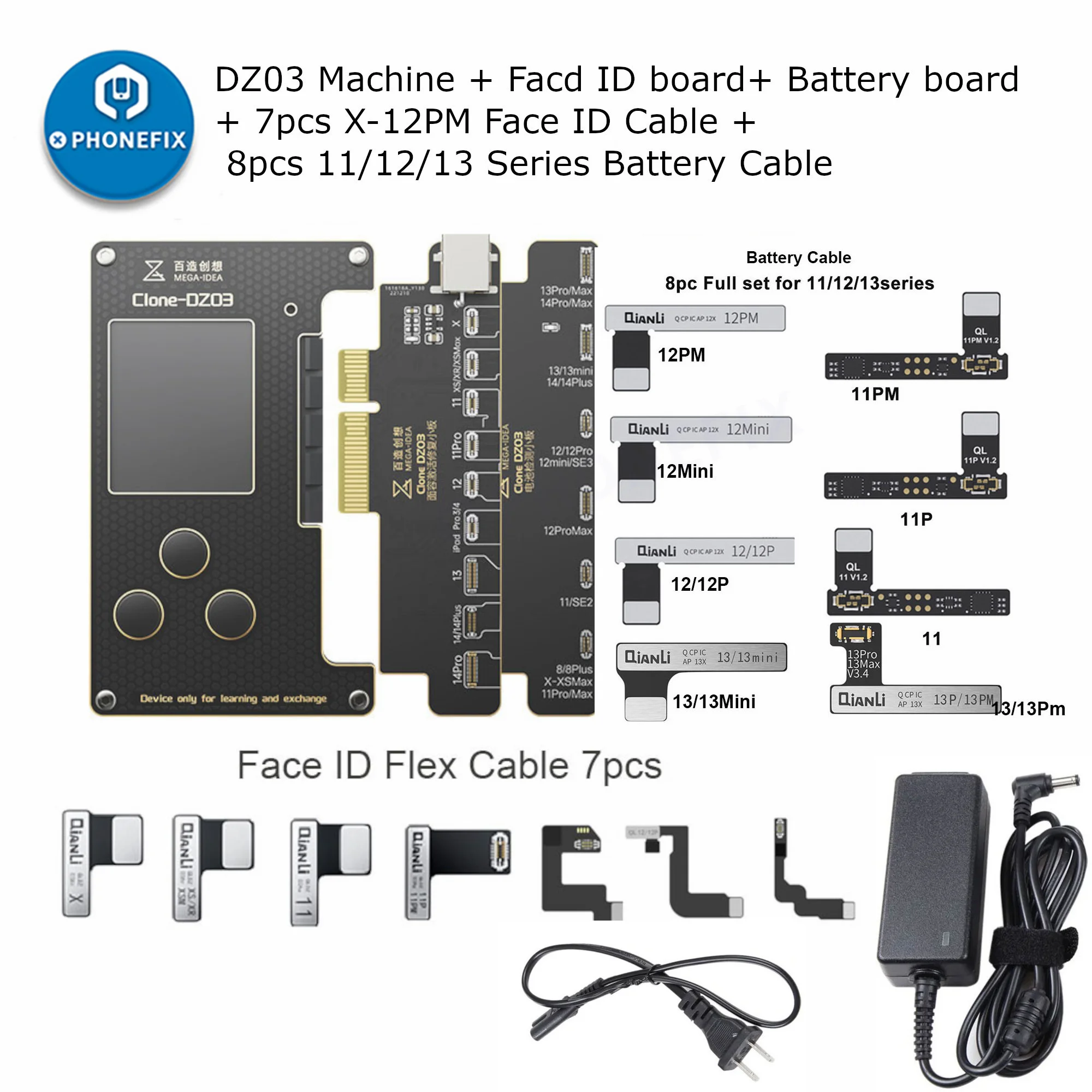 Qianli Clone Dz03 Programmatore Batteria Face Id Senza Smontaggio Strumento Di Riparazione Per Iphone X- 14 Pro Max Face Id Riparazione Batteria