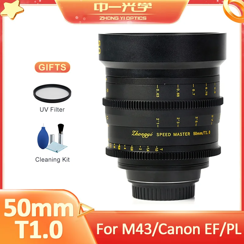 Zhongyi Mitakon 50Mm T1.0 Lente Cine Ad Ampia Apertura Obiettivo Cinematografico Per Canon Ef Pl Arri Red Sony Cinealta Aja Cion Movie Camera