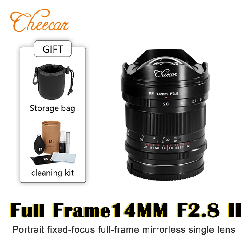 Cheecar 14Mm F2.8 Ii Full Frame Fisheye Obiettivo Grandangolare Per Sony E Mount Canon Nikon Leica Sigma Lumix Mirrorless Camera