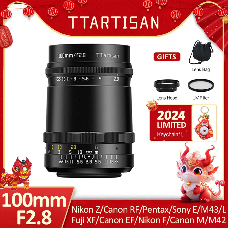 Ttartisan 100Mm F2.8 Full Frame Lens M42 Mount Adattatore Ring Per Sony E A Nikon Z F Canon Ef Rf Ef-M Leica L M42 Fuji Xf Pentax Ka