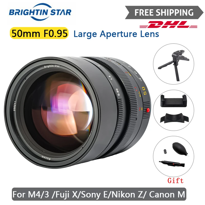 Brightin Star 50Mm F0.95 Full Frame Lens Large Aperture Night Scene Micro Lenti Per Fotocamera Singole Per Fuji Canon Nikon Sony Sigma L