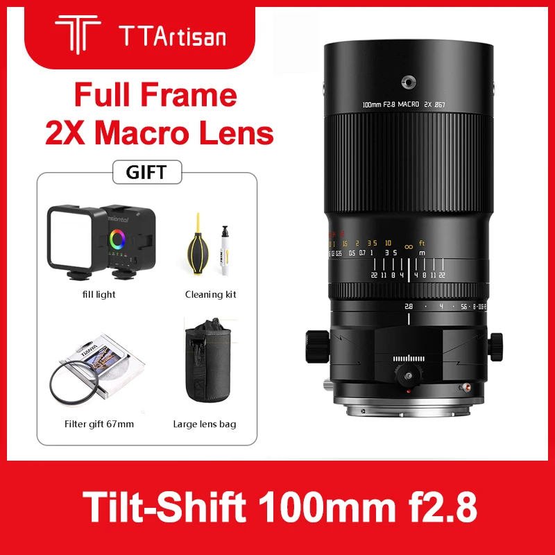Ttartisan Tilt-Shift 100Mm F2.8 2X Obiettivo Macro Obiettivo Per Fotocamera Full Frame Per Fotocamera Sony E Canon Rf Fujifilm X Nikon Z Mirrorless