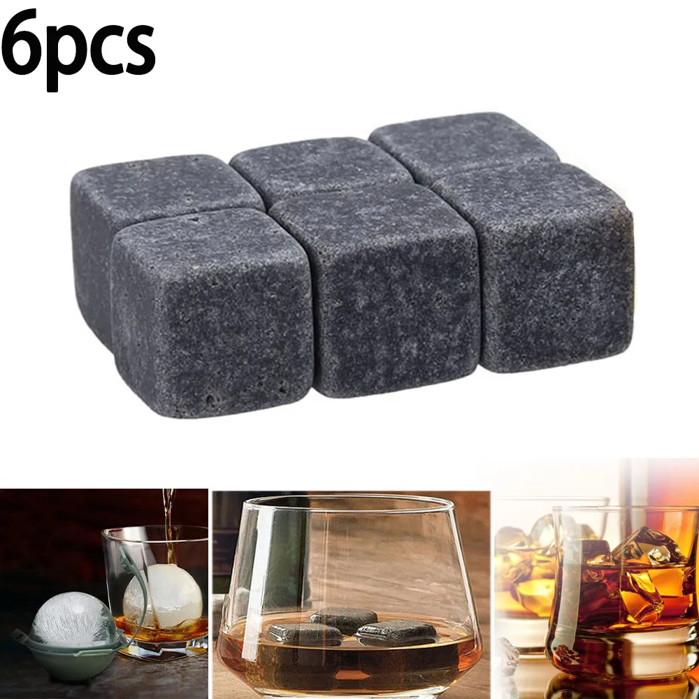 6Pcs Whisky Stones Sipping Ice Cube Cooler Riutilizzabile Whisky Ice Stone Whisky Natural Rocks Bar Wine Cooler Party Regali Di Nozze
