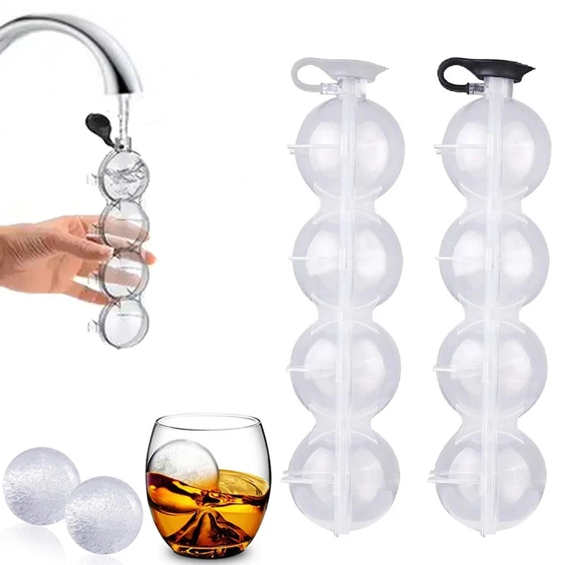 4 Fori Ice Cube Makers Round Ice Hockey Mold Whisky Cocktail Vodka Ball Ice Mold Bar Party Kitchen Ice Box Ice Cream Maker Tool