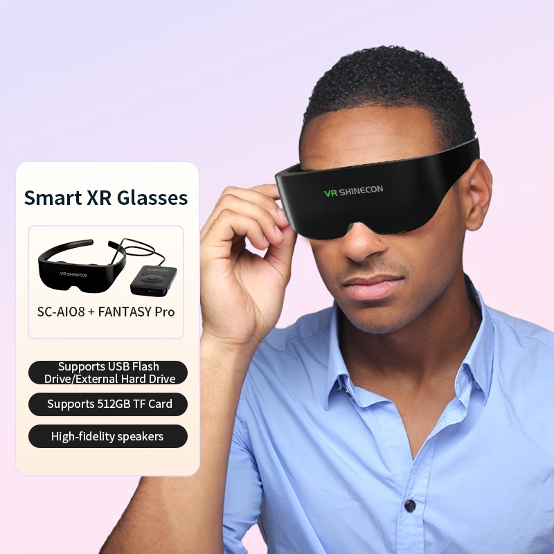 Vr Shineccon Sc-Ai08 Pro Xr Smart Glasses Occhiali 3D All-In-One Regolazione Miopia A 700 ° Schermo Da 1000 Pollici Per Orologio Tv Play Game