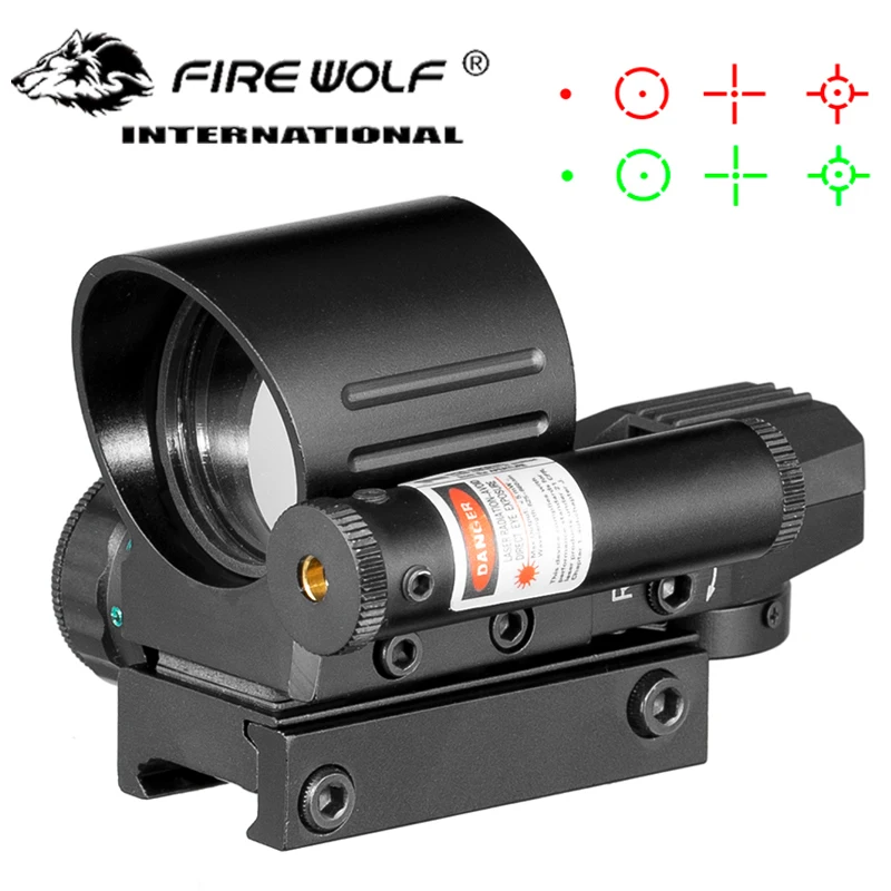 Tactical 4 Reticolo Red Green Dot Sight Fucile Da Caccia Reflex Dot Sight Luminosità Involucro In Alluminio Regolabile Con Laser Rosso.