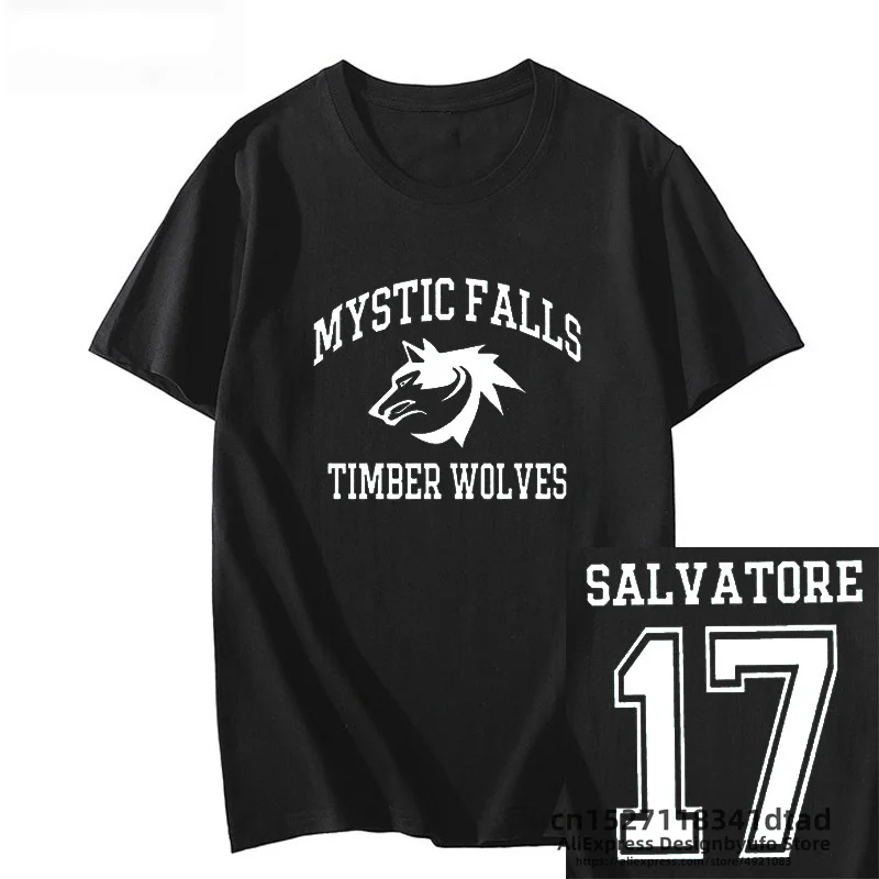 The Vampire Diaries T-Shirt Donna Vintage Mystic Falls Salvatore 17 Abbigliamento Femminile Summer Anime Clothes Oversize Streetwear