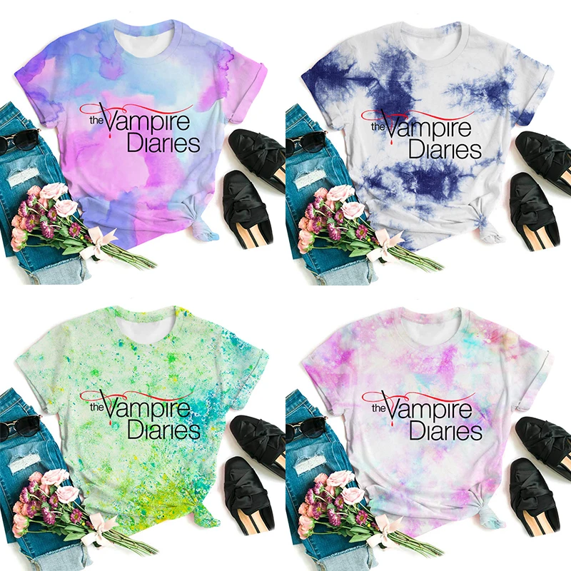 The Vampire Diaries Magliette Per Ragazze Estate Donna Stampa 3D Magliette Colorate Magliette Unisex Magliette Da Donna Maglietta A Maniche Corte Da D