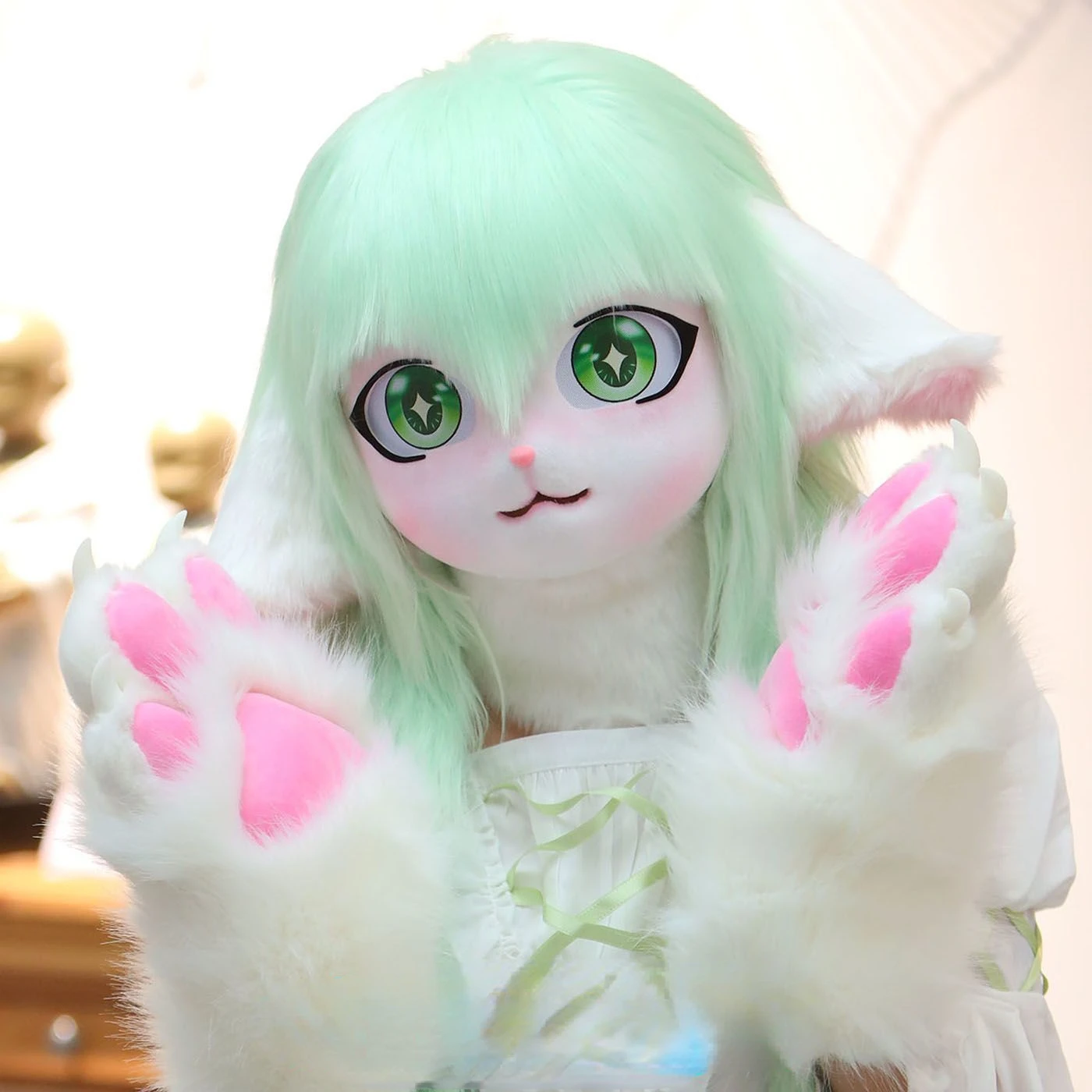 Fursuit Capelli Lunghi Testa Di Animale Bestia Costume Testa Singola Kig Maschera Integrale Fursuit Testa Pelosa Costumi Personalizzati Lolita Dress U