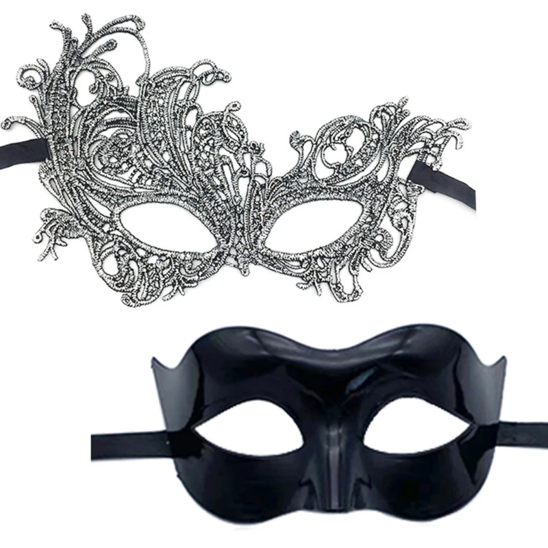 2 Pezzi Maschera Per Gli Occhi In Pizzo Da Donna Maschera Per Travestimento Da Uomo Maschera Per Feste Di Halloween Maschera Per Mezza Faccia Maschera