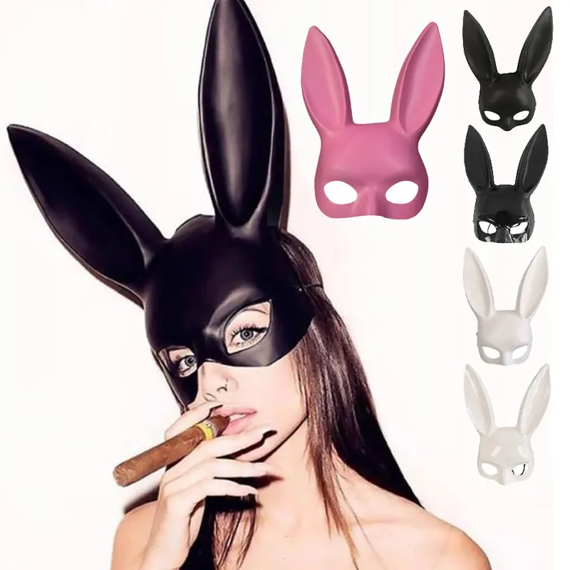 Uomo Donna Maschera Coniglietto Festa Di Halloween Accessori Cosplay Orecchio Lungo Coniglio Maschere Mezza Faccia Masquerade Bar Oggetti Di Scena Fot