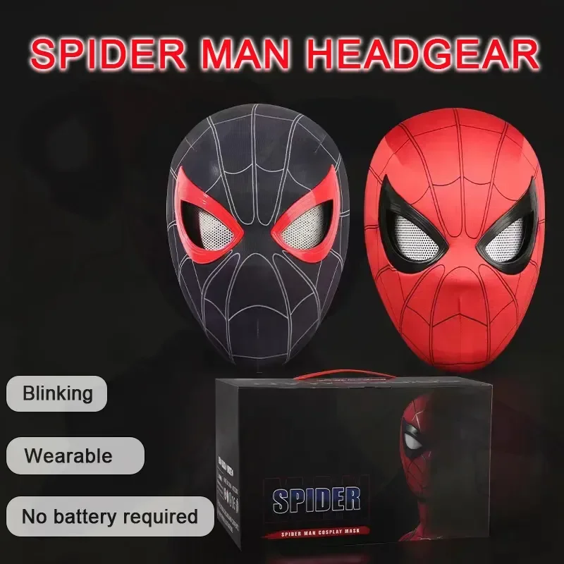 Spider Man Mask Through The Spider Verse Miles Head Mask Spider Man Cosplay Mask Eyes Move The Blink Mask Head Mask Giocattolo Di Natale