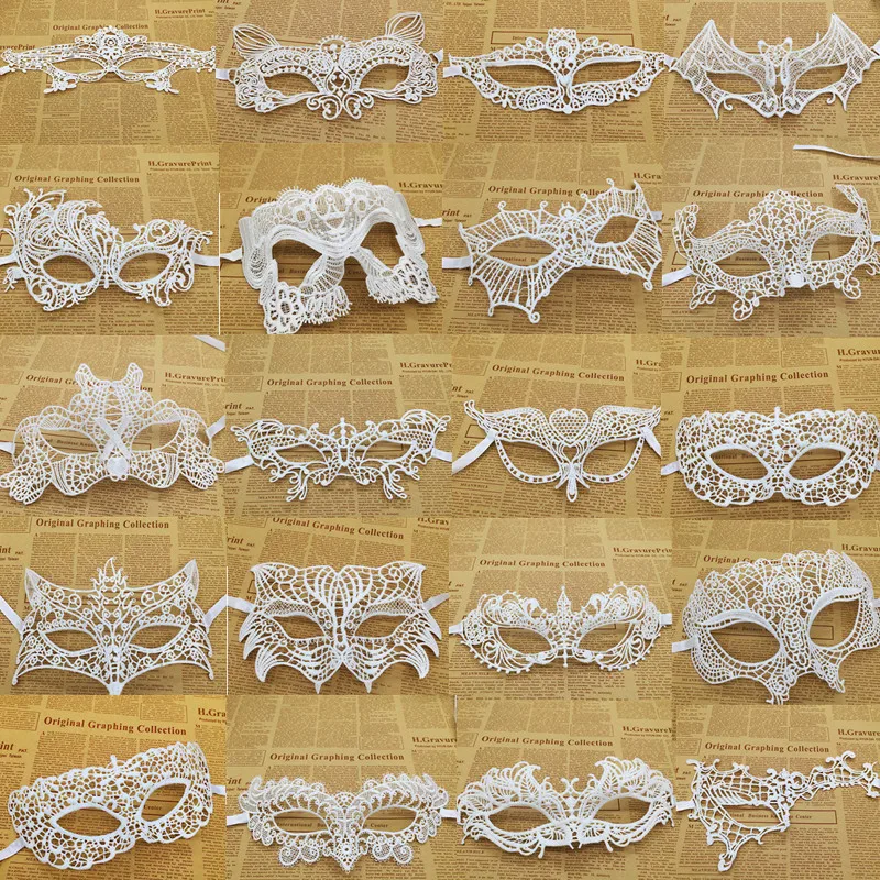 1 Pz Vendita Calda Bianco Sexy Pizzo Mezza Faccia Maschere Vari Stili Halloween Masquerade Party Dance Mask Costume