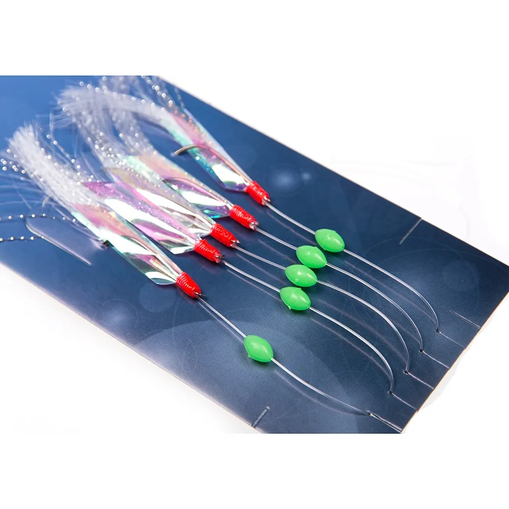 5 Pz Sgombro Spinato Gancio Bass Cod Esche Sea Fishing Rigs Affrontare Barca Amo Da Pesca Sgombro Piume Bass Cod Lure