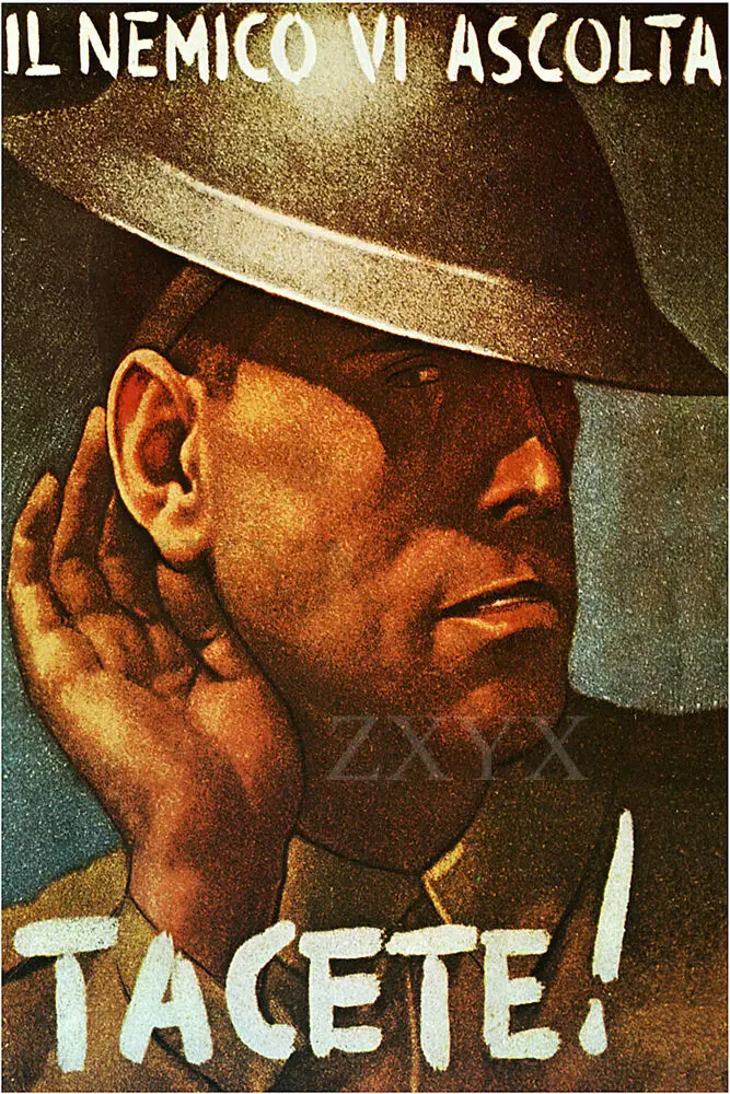 Tacete Vintage Italian World War Two Ww2 Poster Di Propaganda Militare