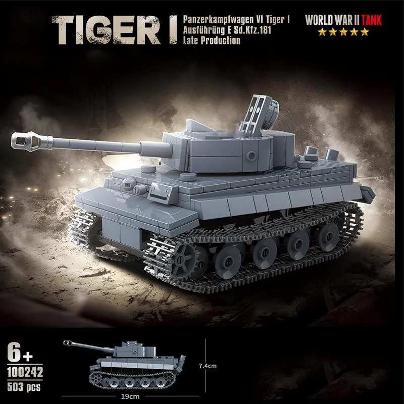 Wii Military Muslimvi Ausf. E Tiger I Tank Fighting Vehicle Soldier Building Blocks Set Model Dolls Brick Toys Kids