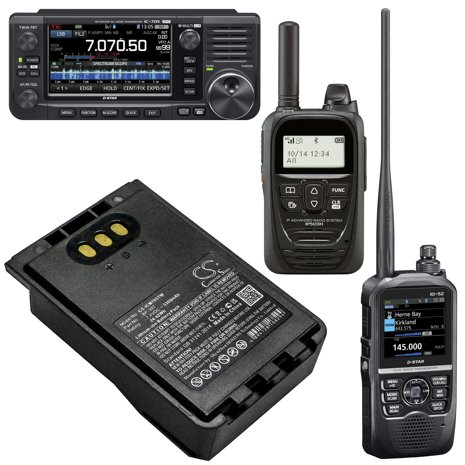3300Mah Icom Bp-307 Batteria Per Ic-705 Id-31E Ip-501H Id-52E Ip-100H Ip-503H Id-51E