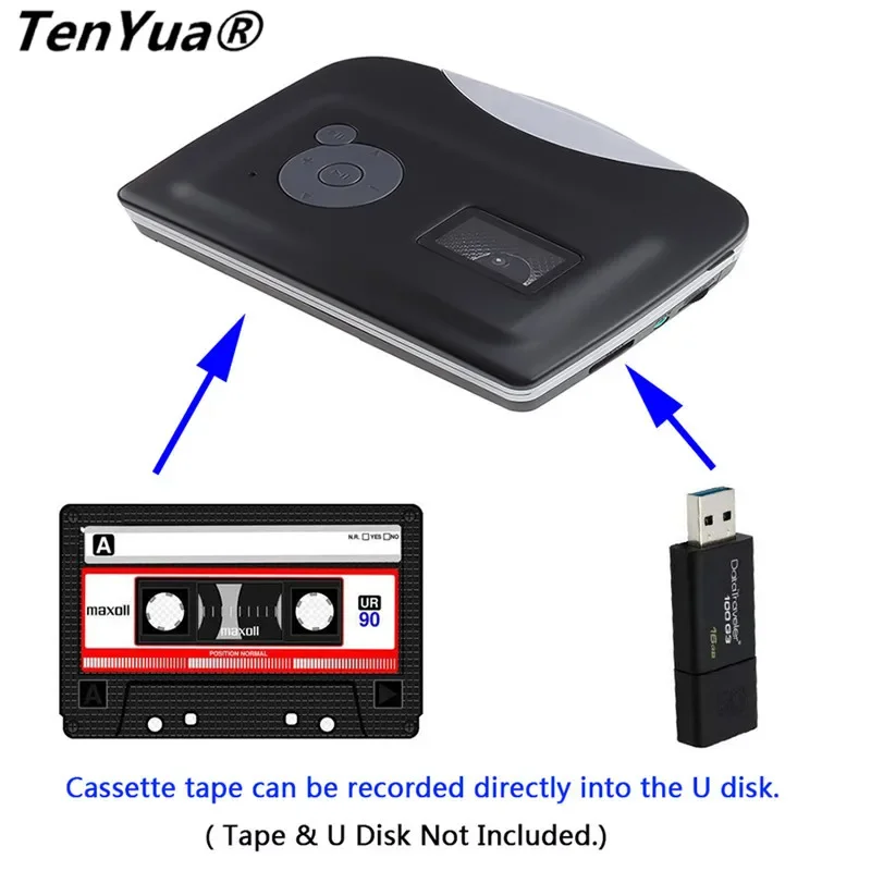 Ezcap Usb Cassette Cattura Cassetta Tape-To-Mp3 Convertitore In Computer Stereo Hifi Qualità Audio Mega Bass