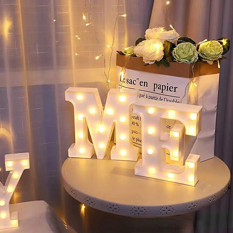 Led Letter Light Luminoso 26 Alfabeto Inglese Creativo Led Batteria Lampada Da Notte Festa Romantica Decorazioni Per La Casa Lettera Decorazioni Lampa