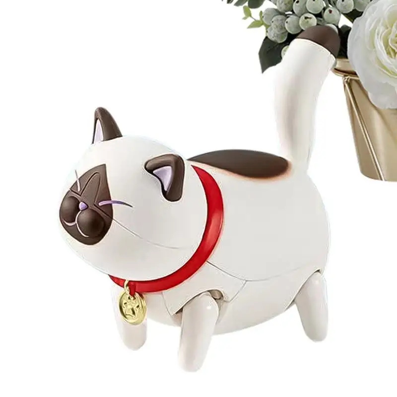 Desktop Cute Cat Statue Switch Control Walking Kitten Figurine Realistic Pet Lovers Presenta Per Tavolini Da Caffè