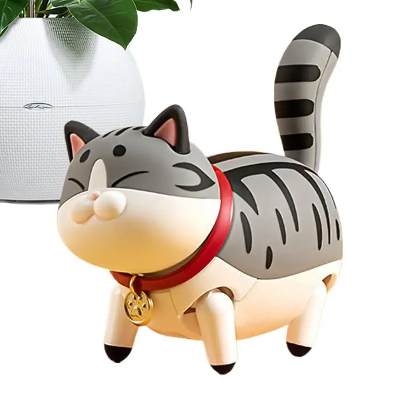 Desktop Cute Cat Statue Elettrico Da Tavolo Walking Kitten Ornament Pet Lovers Presenta Per Tavolino Da Caffè Comodini Vetrina