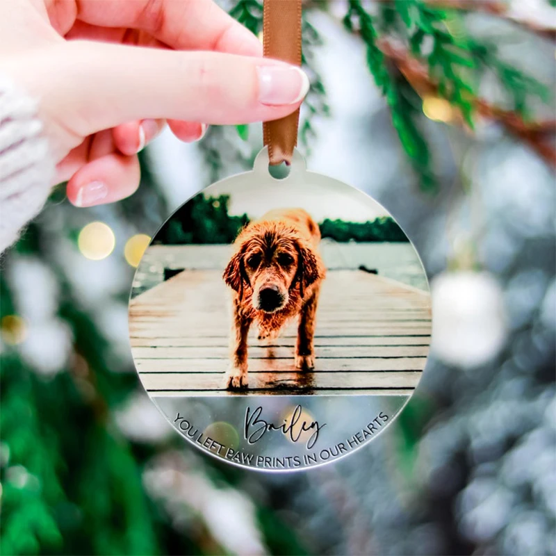 Personalizzato Natale Pet Dog Memorial Ornament Gift Photo Cat Lovers Decorazioni Personalizzate Per Alberi Album Regalo Di Compleanno