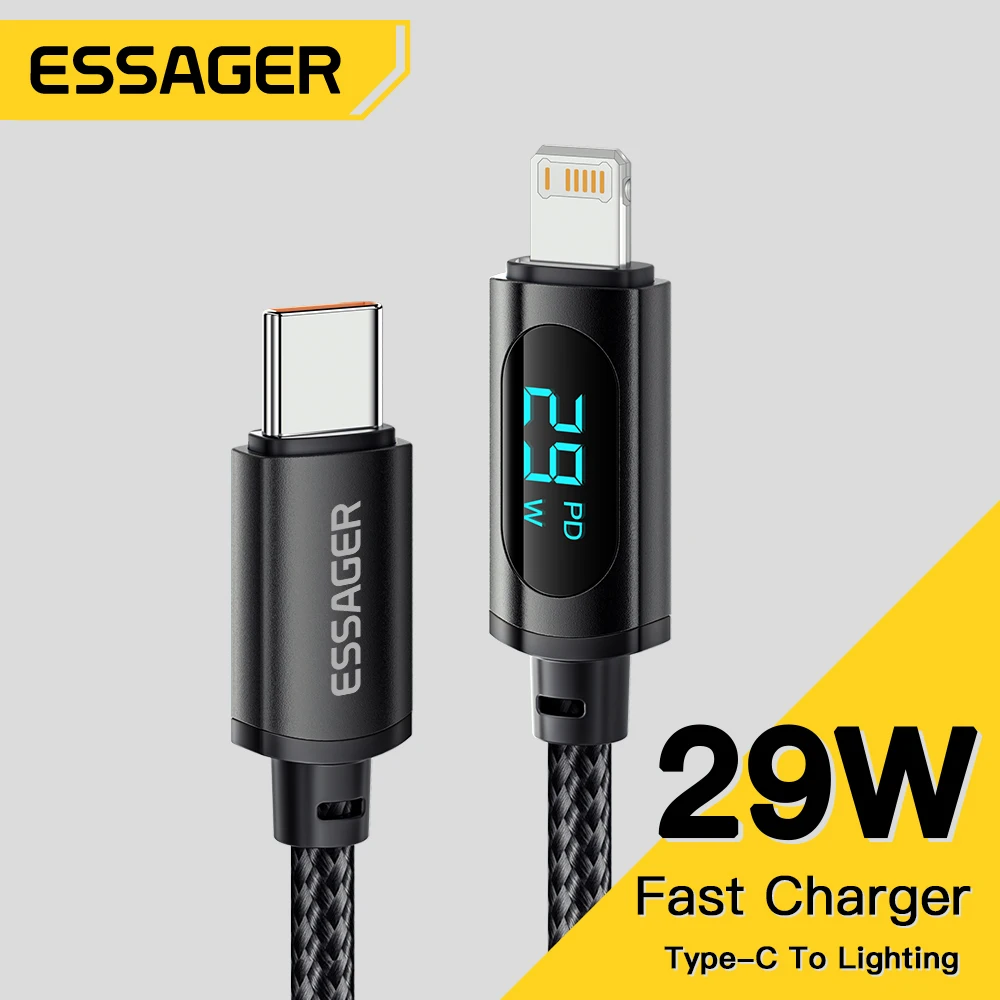 Essager Pd 29W Cavo Usb Per Iphone 14 13 12 Pro Max Xs Xr Cavo Di Ricarica Rapida Per Iphone Cavo Di Ricarica Display Cavo Di Illuminazione