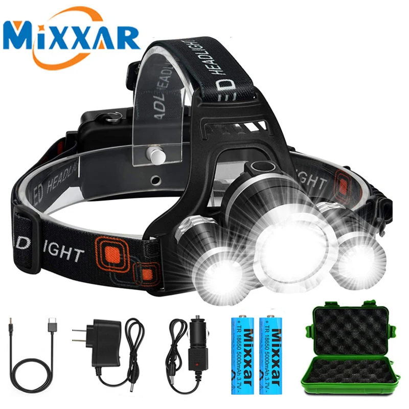 Zk20 Led Headlight High Lumen 4 Modalità 18650 Batteria Ricaricabile Torcia Impermeabile Illuminazione Esterna Campeggio Pesca