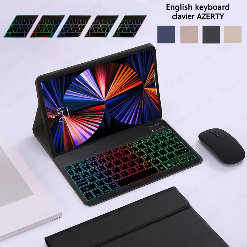 Custodia Per Tastiera Retroilluminata Arcobaleno Clavier Azerty Per Xiaomi Redmi Pad Clavier Azerty Tastiera Per Coque Redmi Pad Case 10.61 ''2022