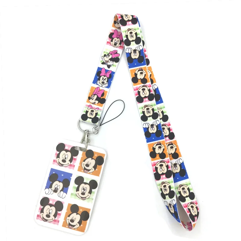 Mickey Mouse Art Cartoon Anime Fashion Lanyards Bus Id Nome Work Card Holder Accessori Decorazioni Regali Per Bambini Badge Reel