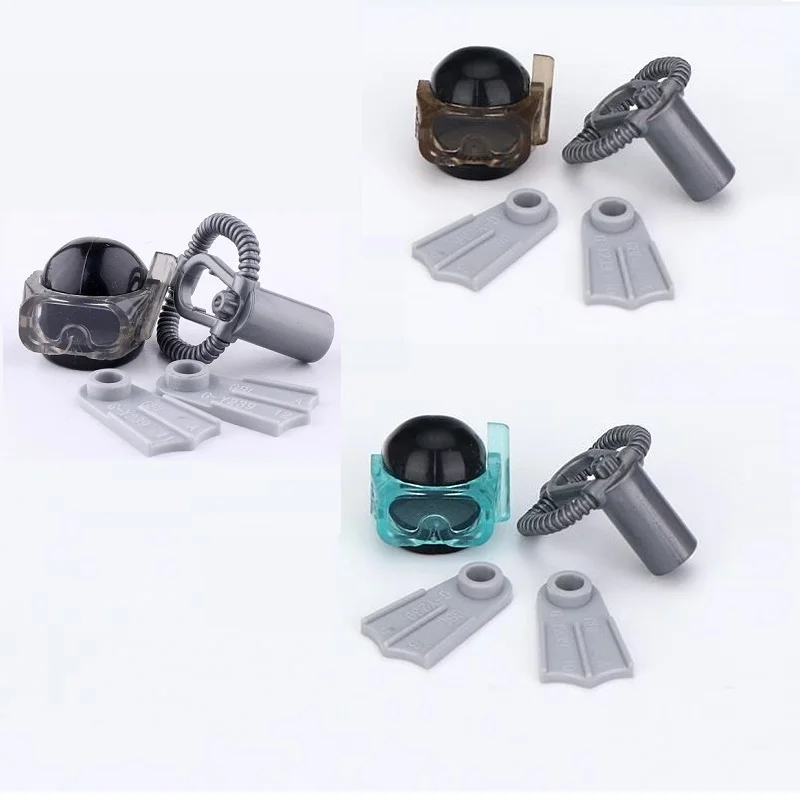 Modern Diving Equipment Soldier Guns Moc Swat Police Ww2 Arma Militare Playmobil City Figures Parts Blocks Model Mini Toys