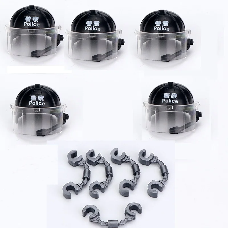 Hong Kong Police Riot Helmet Manette Pistole Moc City Swat Armi Militari Playmobil Figure Building Block Brick Mini Toys