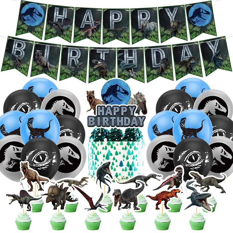 Jurassic Dinosaur Balloon Set Scena Fai Da Te Jungle Wildlife Theme Park Arrangiation Set Kids Birthday Dinosaur Cake Decorations