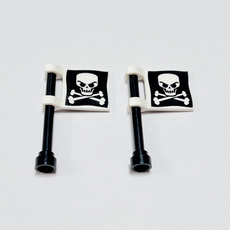Pirates Flag 2X2 Con Jolly Roger Senza Bordo Svasato Building Block Moc Brick Part Poles Toys Compatibile 2335