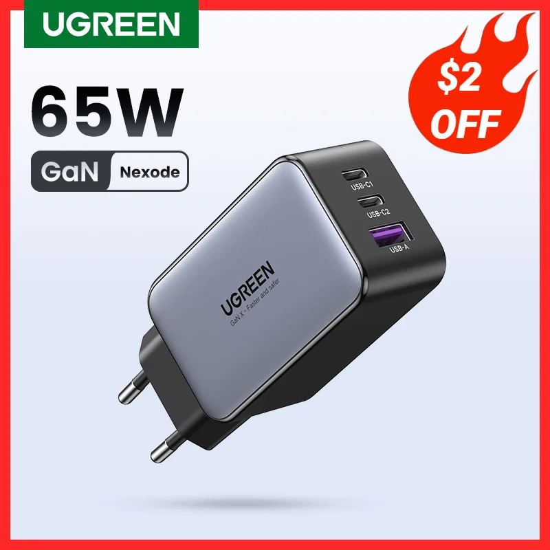 Ugreen 65W Caricabatterie Gan Quick Charge 4.0 3.0 Tipo C Pd Caricabatterie Usb Per Iphone 12 13 Pro Max Caricabatterie Rapido Per Caricabatterie Pd P
