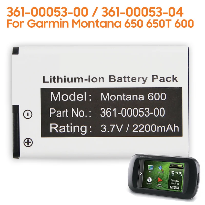 Batteria Di Ricambio Per Garmin Montana 680 650 650T 600 361-00053-04 361-00053-00 Batteria Ricaricabile Gps Virb