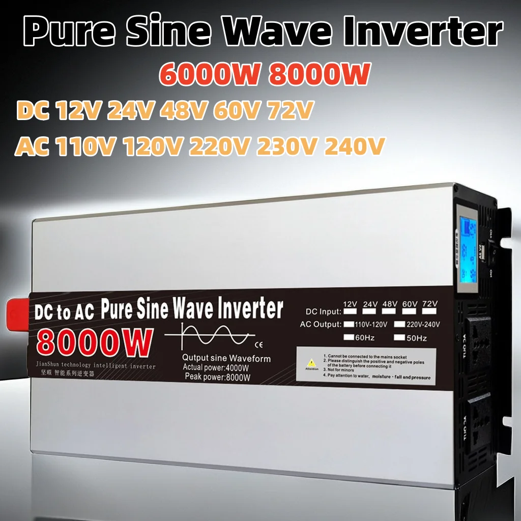 Inverter 6000W 8000W 24V 110V Onda Senoidale Pura Inversores Solares Low Frequency Power Car Onda Sinusoidale Pura Convertitore 12V 220V